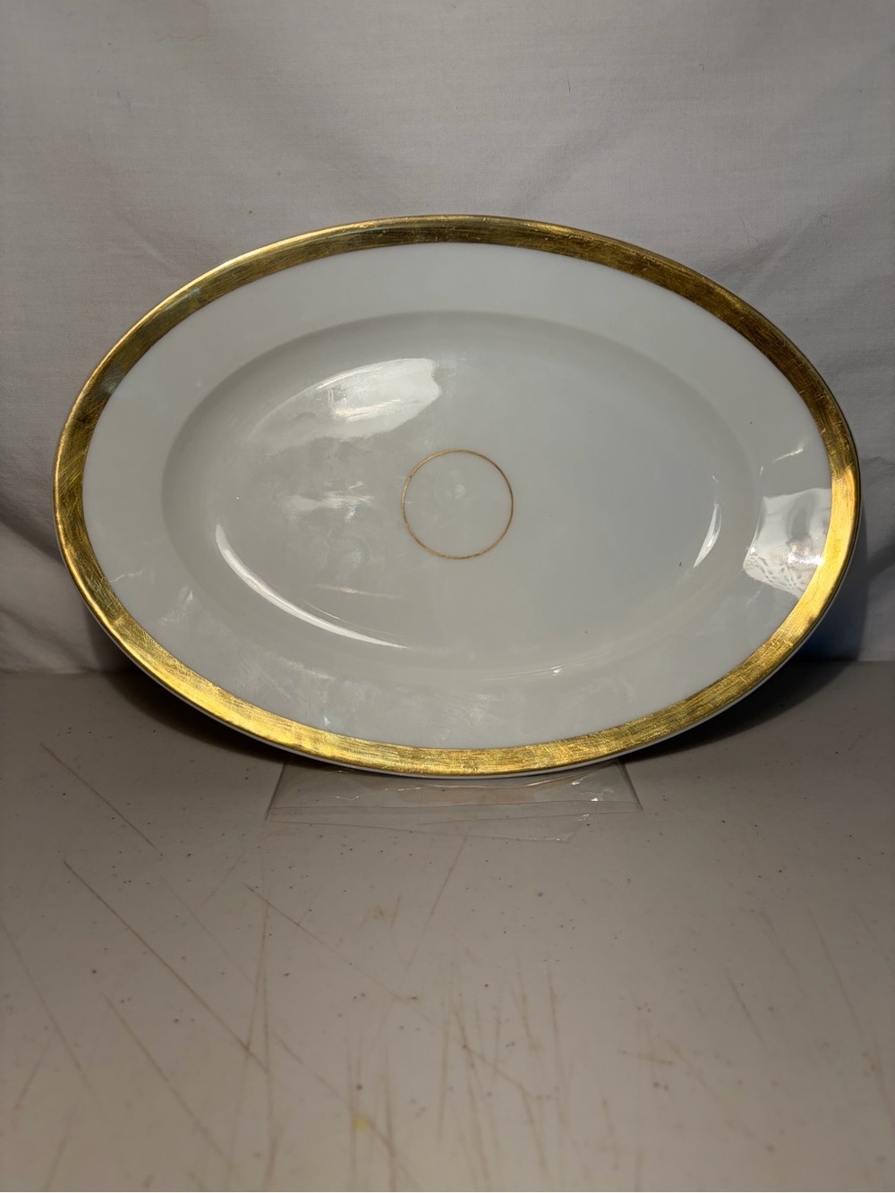 Haviland Limoges France White Oval Serving Plate with Gold Rim